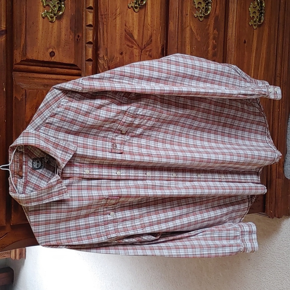 Men's Timberland Casual Plaid Long Sleeve Button Down Shirt Size Large